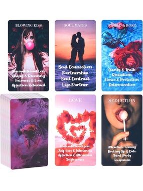 Romantic Oracle Card Deck - Love & Relationship Themes - Pink Red Blue